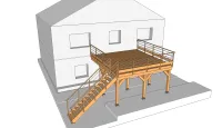 Vignette de l'article : Terrasse en bois rectangulaire sur pilotis avec escalier