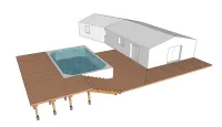 Vignette de l'article : Terrasse en bois avec une structure mixte autour d'une piscine rectangulaire