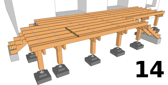 Fixation des solives sur des poutres porteuses bien de niveau
