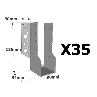 Sabots à ailes extérieures, gamme SBE ECONOMIQUE (épaisseur 1,5mm, profondeur 55mm) - Réf. SBE48/136_35