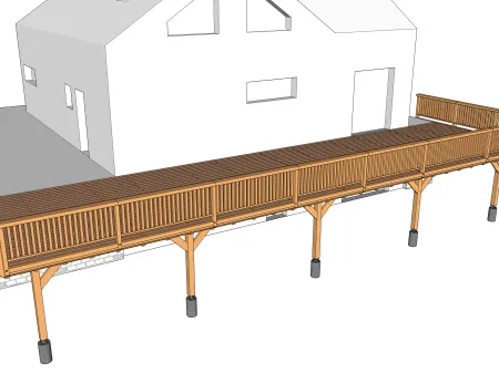 Terrasse en bois sur pilotis rattachée à l'habitation