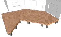 Vignette de l'article : Terrasse en bois en forme de L sur poutres porteuses (avec méthode de calcul)