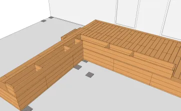 Mise en place de la structure du banc du dessus des lames