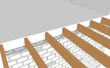 Détails des fixations des solives sur le mur en maçonnerie
