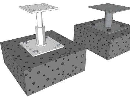 Comparaison entre l'utilisation des pieds de poteau fixes et des pieds de poteau de type PPRC