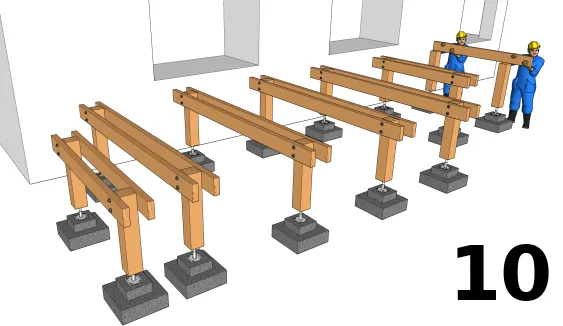 Fixation des poutres porteuses sur les poteaux