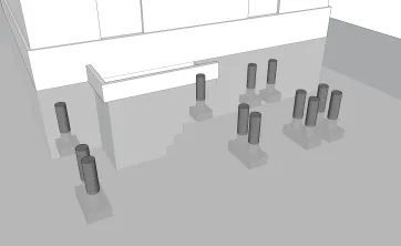 Répartition des plots en béton