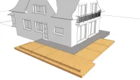 Vignette de l'article : Terrasse en bois sur plots maçonnés avec une marche d'escalier