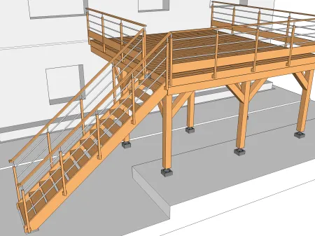 Terrasse en bois sur pilotis