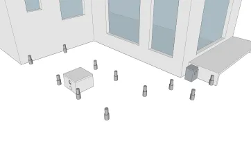 La répartition des plots en béton