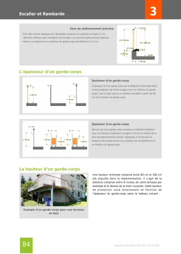 Extrait de la rubrique dimension d’un garde-corps