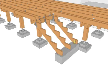 Vue des crémaillères de l’escalier