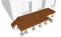 Vignette de l'article : Terrasse en bois sur pilotis desservie par deux escaliers