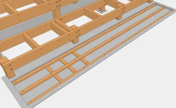 Fixation des lambourdes sur la dalle en béton