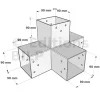 Dimensions du connecteur SUNDIY blanc RAL 9010 - 90 mm, forme en T à 4 directions