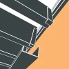 Représentation en 3D : chéneau Gris Anthracite RAL 7016 sous les lames et mécanisme SUNDIY en aluminium