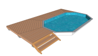 Terrasse en bois sur poutres porteuses pour une piscine octogonale