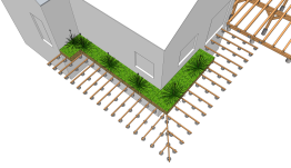 La fixation des lambourdes sur les plots en PVC