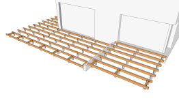 La disposition des lambourdes sur les plots en béton 2