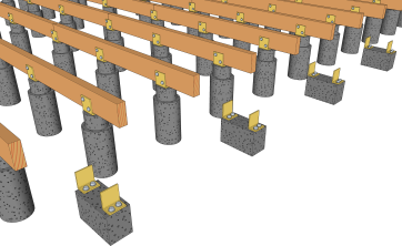 Réalisation des plots en béton pour la structure de l’escalier