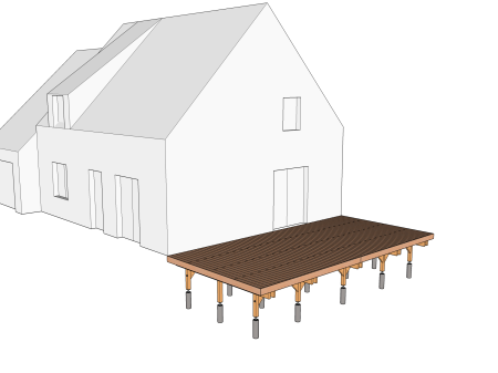 Terrasse en bois rectangulaire sur pilotis